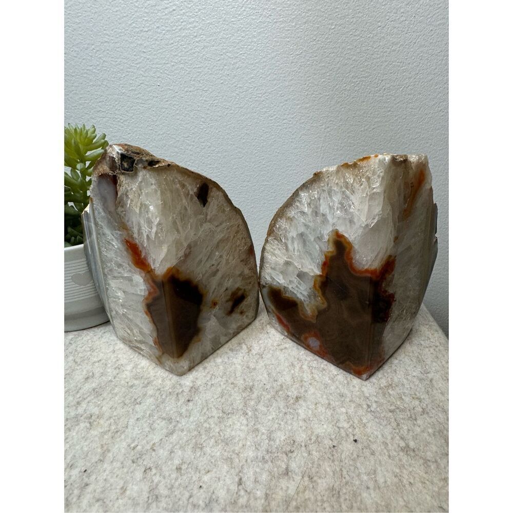 Beautiful Quartz Agate Bookends